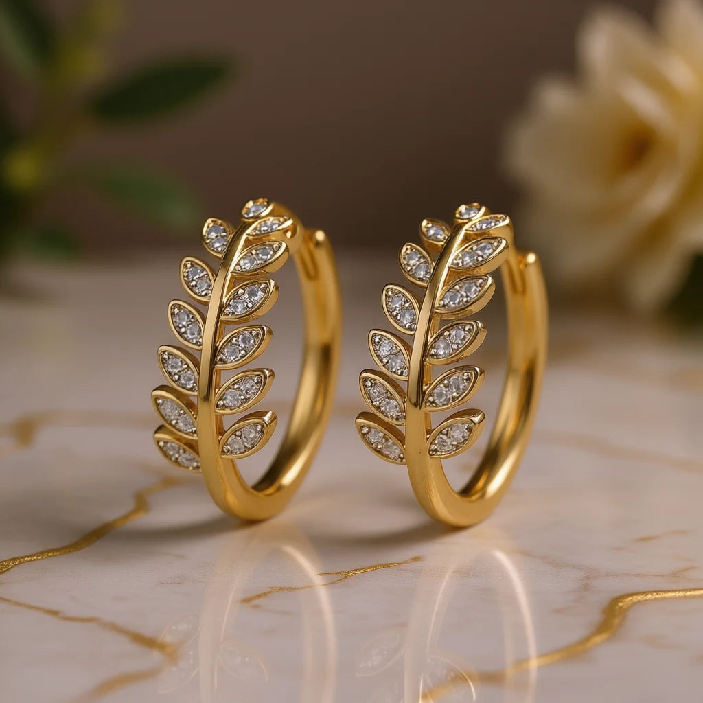 Hoop Earrings Classic Plant Marquise Cut