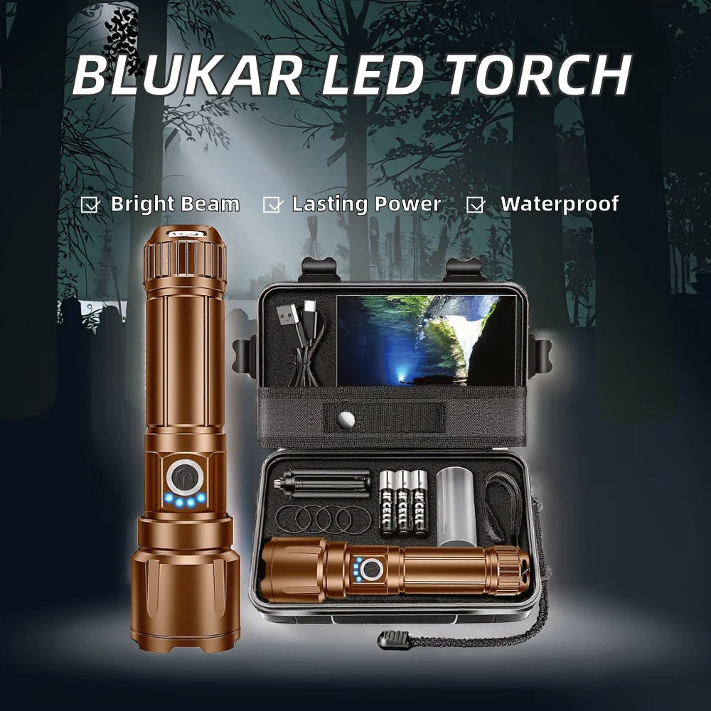 Blukar LED Rechargeable Ultra High Lumens 5000mAh IP67 Flashlight