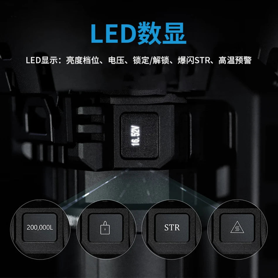 MS32 Strong Light Flashlight 200000 Lumens Long Range Ultra Bright, Fast Charging Outdoor