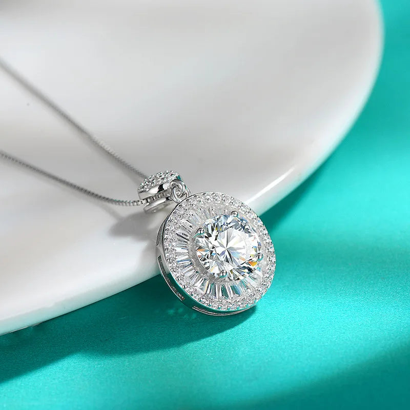 925 Sterling Silver 2 Carat Moissanite Necklace