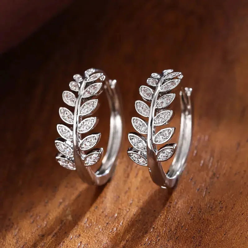 Hoop Earrings Classic Plant Marquise Cut
