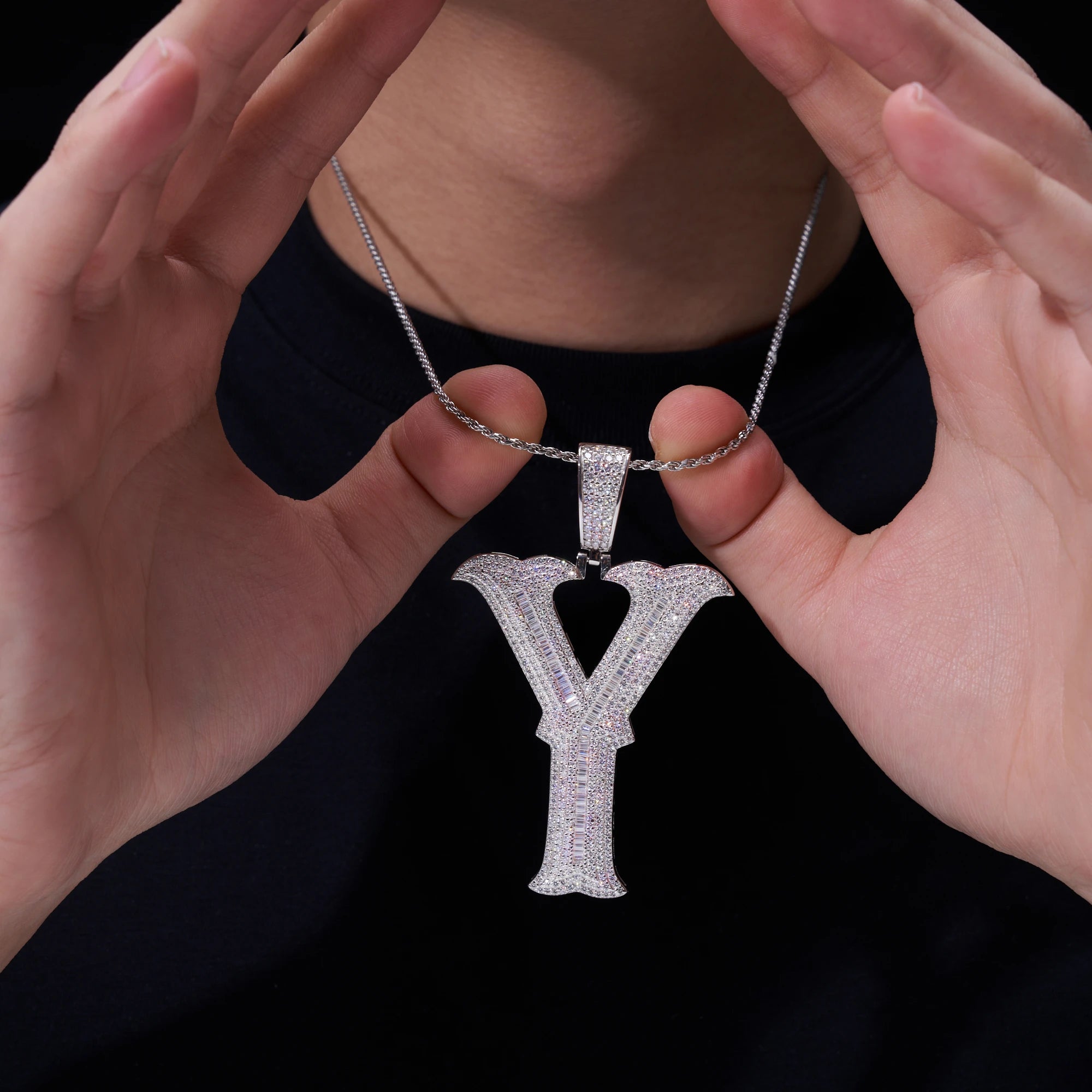 Moissanite 925 Sterling Silver A-Z Letter Necklace