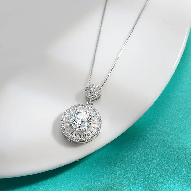 925 Sterling Silver 2 Carat Moissanite Necklace