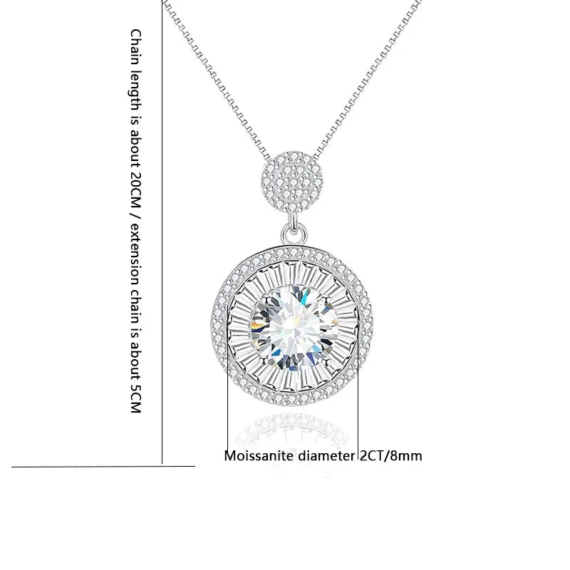 925 Sterling Silver 2 Carat Moissanite Necklace