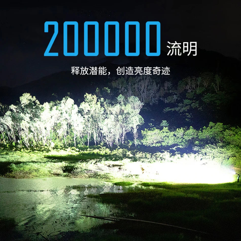 MS32 Strong Light Flashlight 200000 Lumens Long Range Ultra Bright, Fast Charging Outdoor