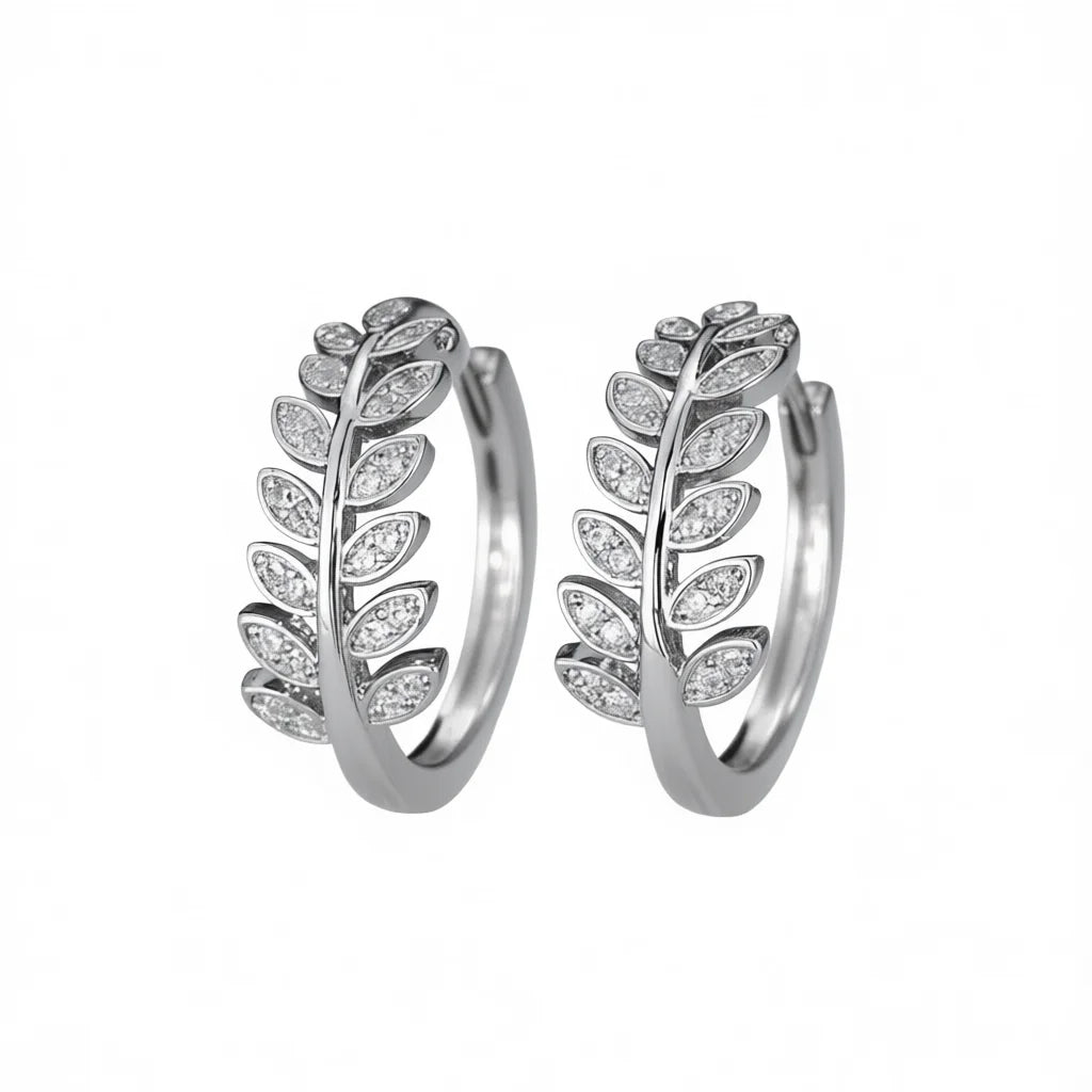 Hoop Earrings Classic Plant Marquise Cut