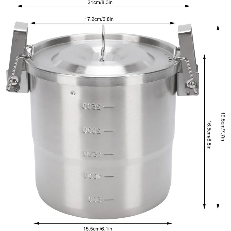 Camping Pot, 3L 304 Stainless Steel