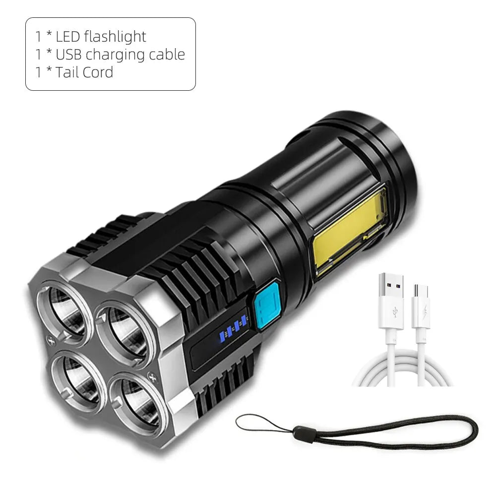 High Power LED Flashlight Torch With 4 Lamp Beams