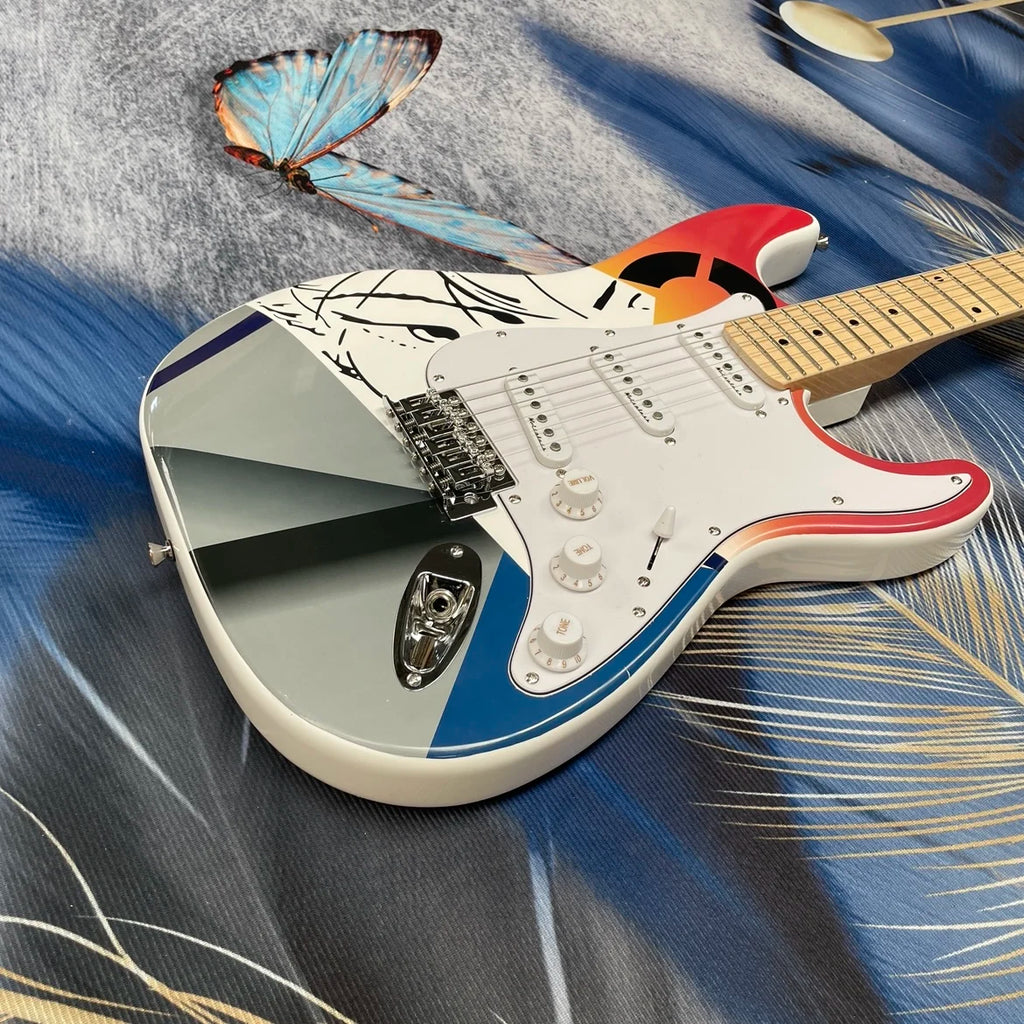 Classic 6-string electricguitar with SSS pickups,maple fingerboard, art graffitiguitars