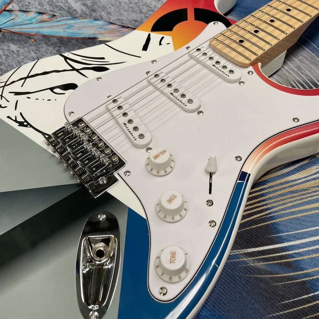 Classic 6-string electricguitar with SSS pickups,maple fingerboard, art graffitiguitars