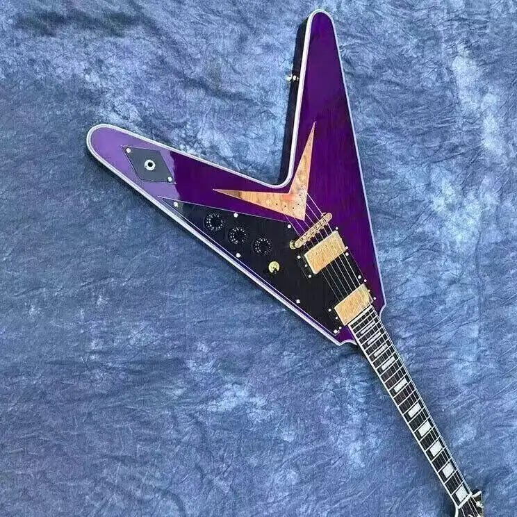 Flying V Shaped Purple Electric Guitar