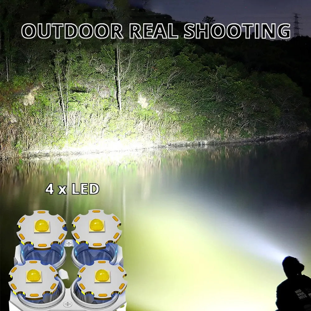 High Power LED Flashlight Torch With 4 Lamp Beams