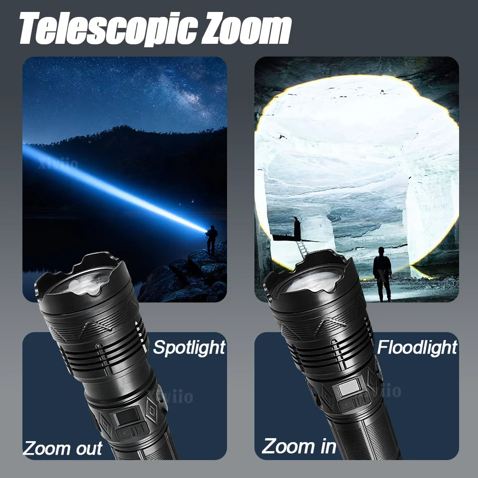 USB Rechargeable Tactical Torch Light With Ultra Bright Long Range Zoom