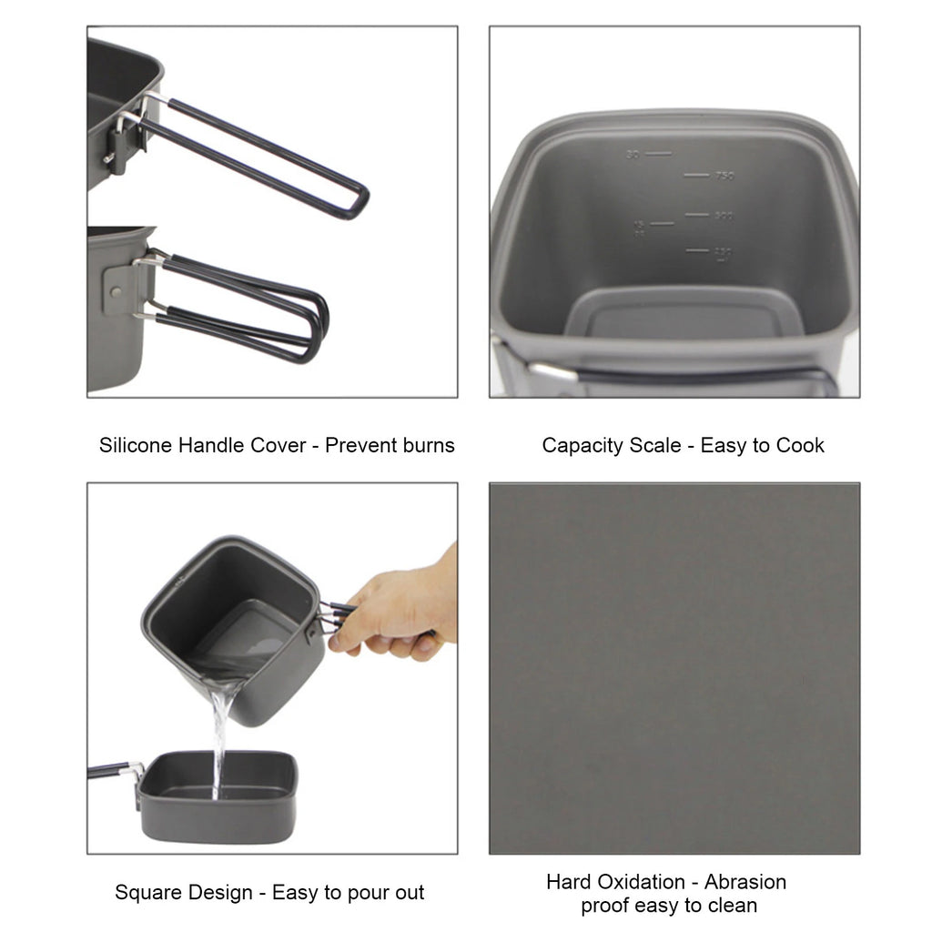 Camping Pots Foldable Outdoor Camping Cookwares Set