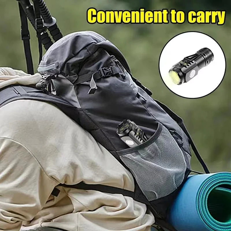 LED Strong Light Flashlight Rechargeable Multi functional for Long Range