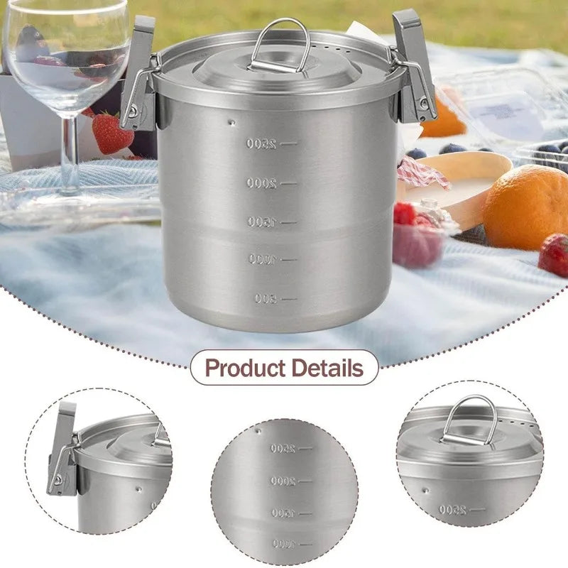 Camping Pot, 3L 304 Stainless Steel
