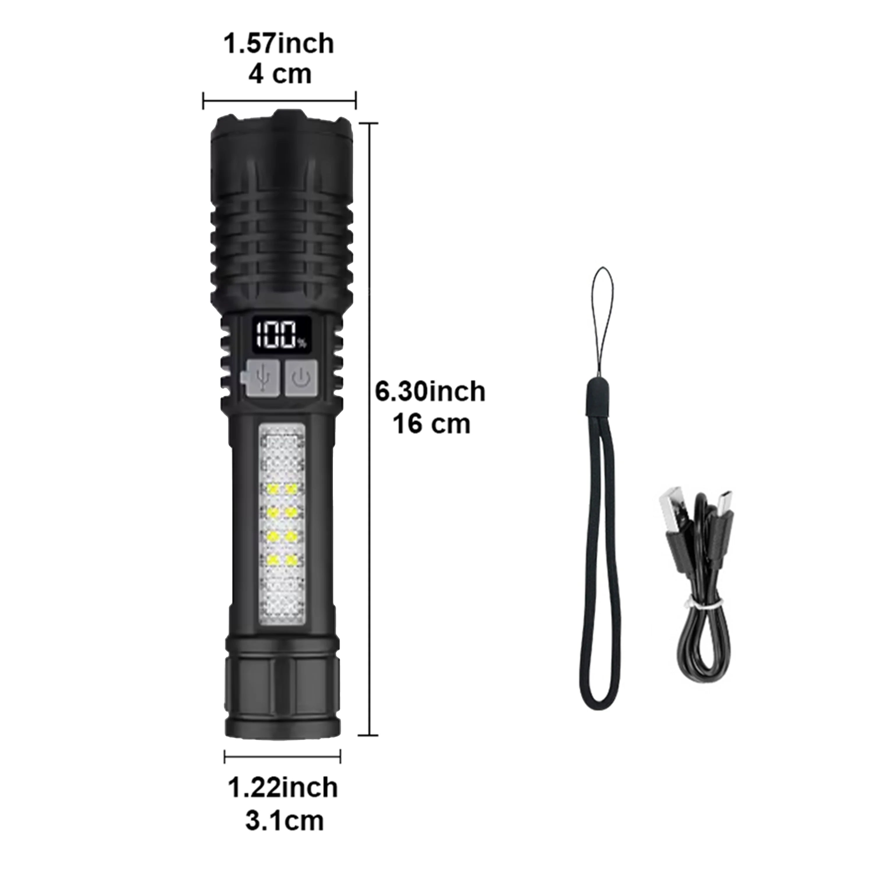 USB Rechargeable Tactical Torch Light With Ultra Bright Long Range Zoom