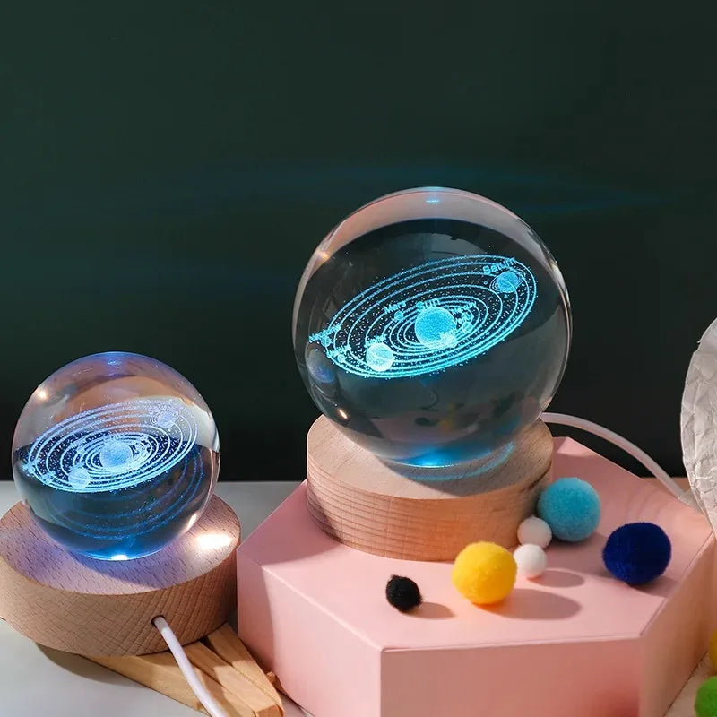 3D Crystal Lights Lamp RGB Glowing Planetary Galaxy