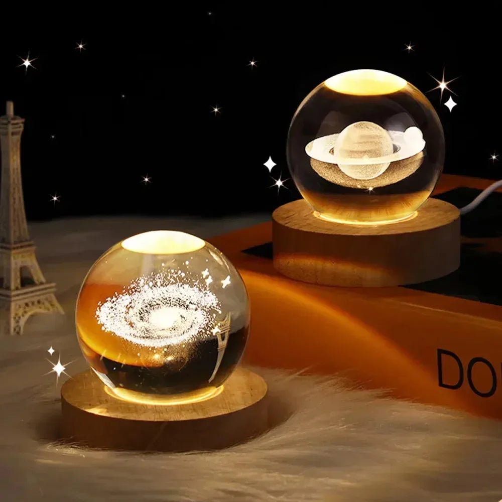 3D Crystal Lights Lamp RGB Glowing Planetary Galaxy