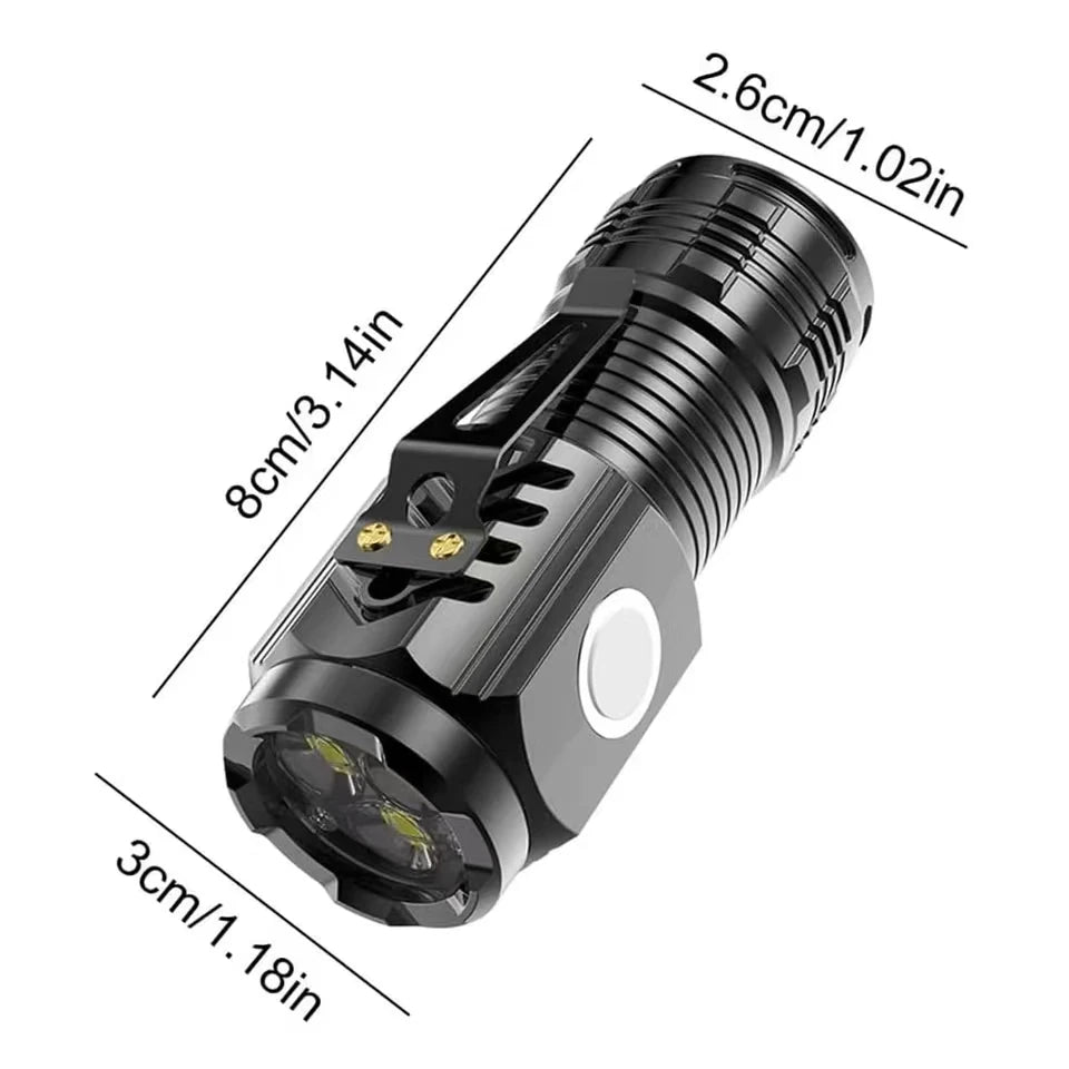 LED Strong Light Flashlight Rechargeable Multi functional for Long Range