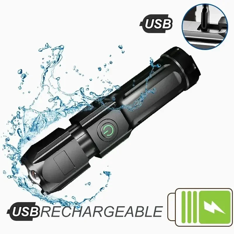 Powerful LED Flashlight Rechargeable USB