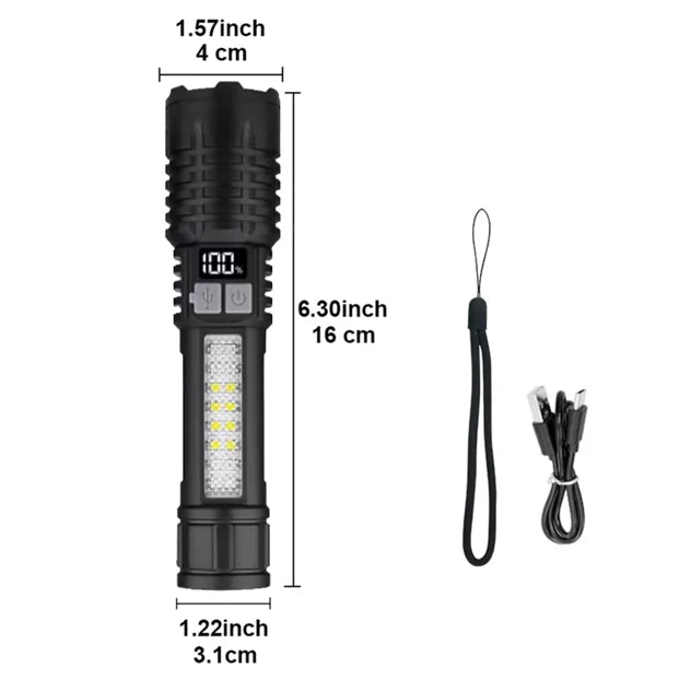 USB Rechargeable Tactical Torch Light With Ultra Bright Long Range Zoom