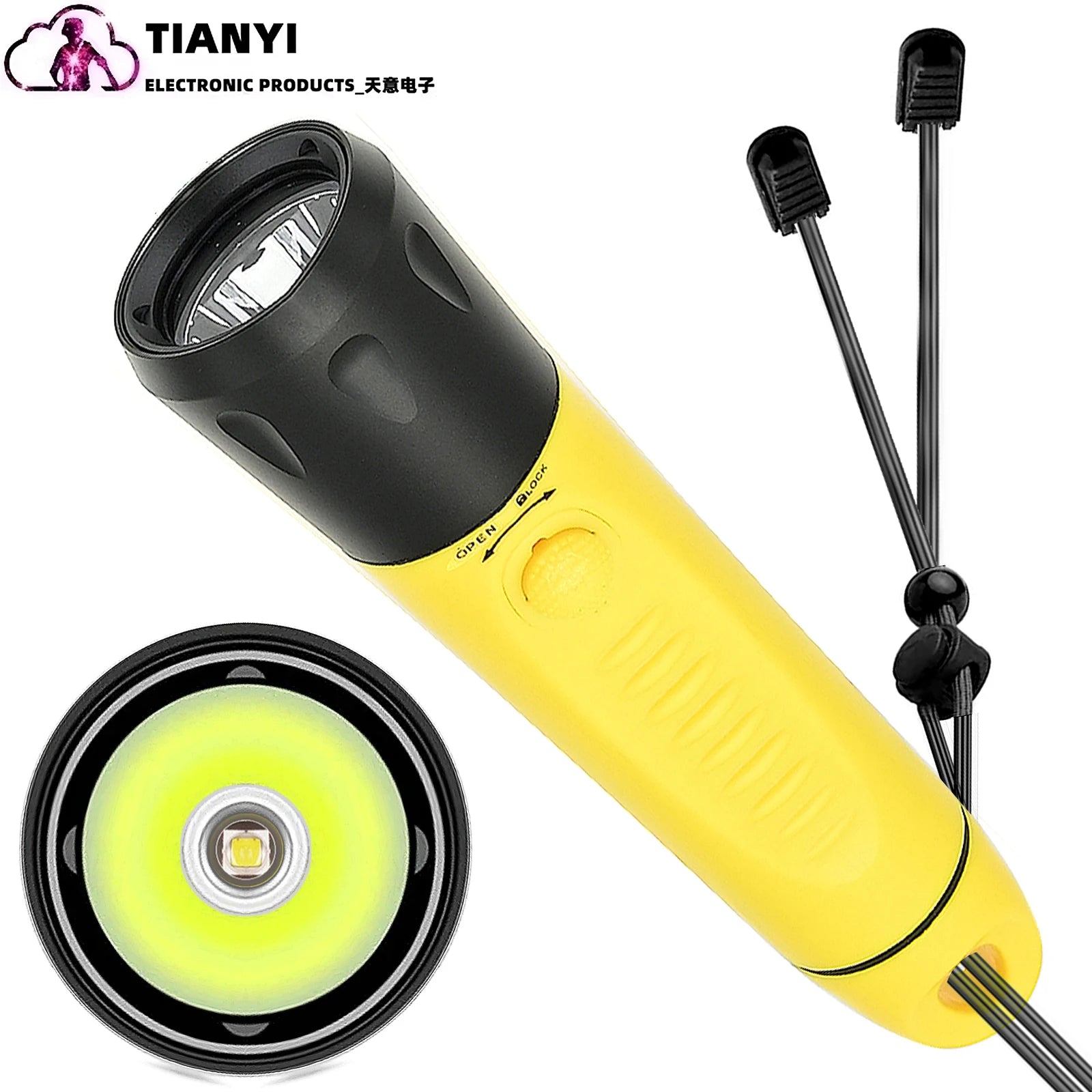 Diving flashlight charging strong light L2 focus