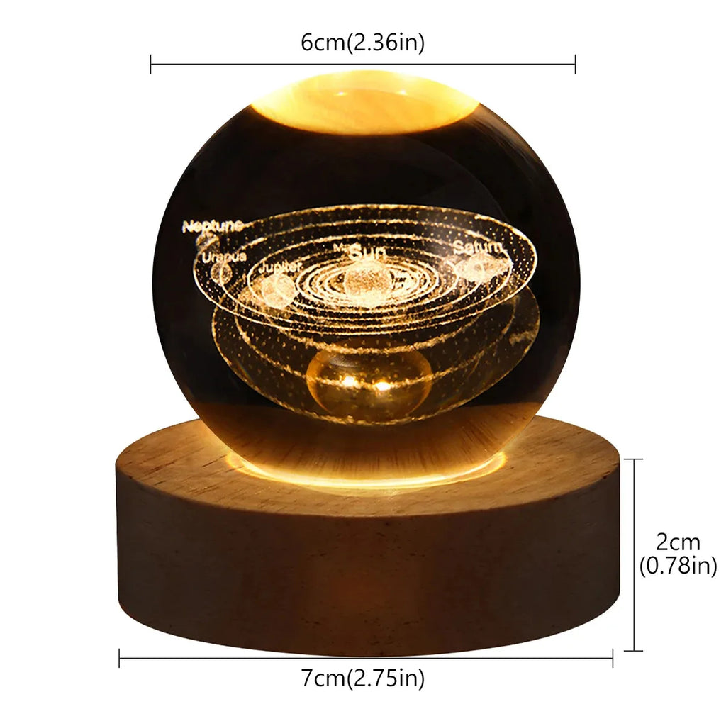 3D Crystal Lights Lamp RGB Glowing Planetary Galaxy