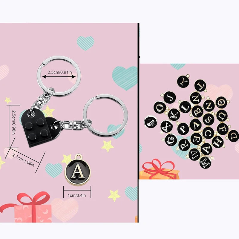 Personalized Brick Matching Heart Keychain