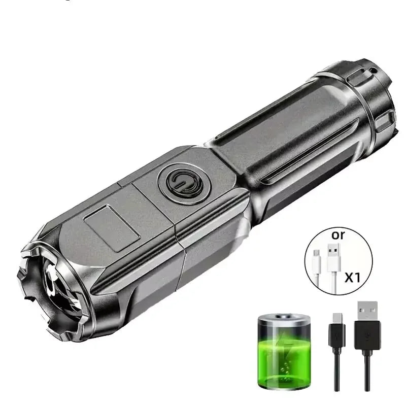 Powerful LED Flashlight Rechargeable USB
