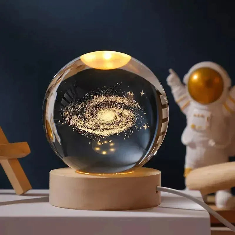 3D Crystal Lights Lamp RGB Glowing Planetary Galaxy