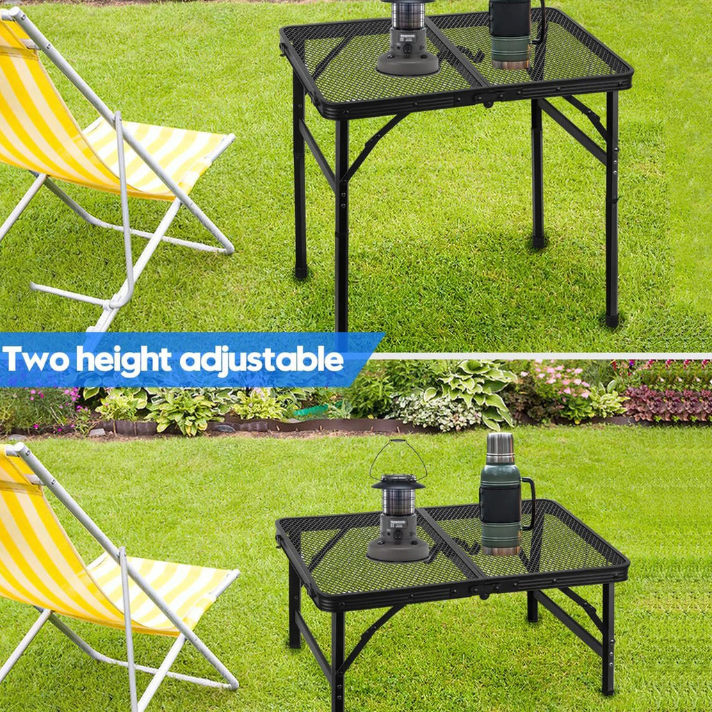 Camping Table with Mesh Desktop, Lightweight & Folding Grill Table,