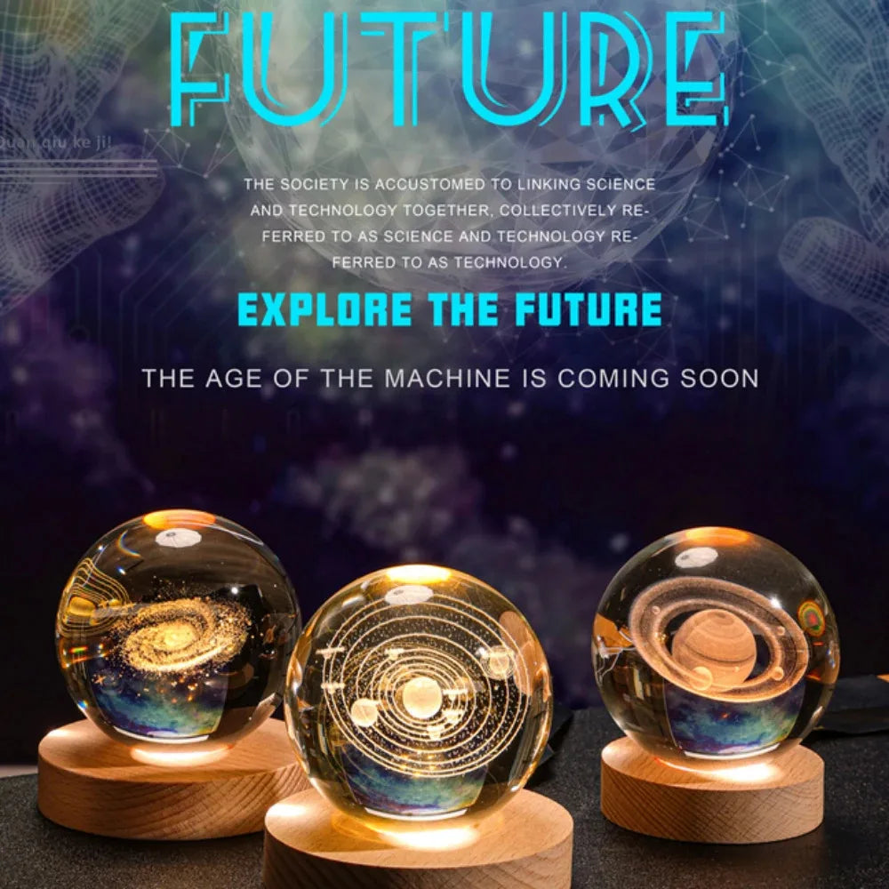 3D Crystal Lights Lamp RGB Glowing Planetary Galaxy