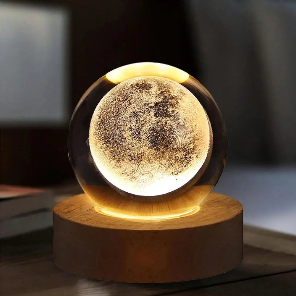 3D Crystal Lights Lamp RGB Glowing Planetary Galaxy