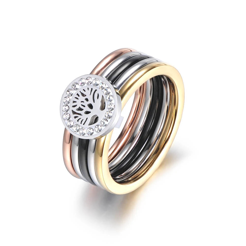 Colorful CZ Crystal Tree Rings