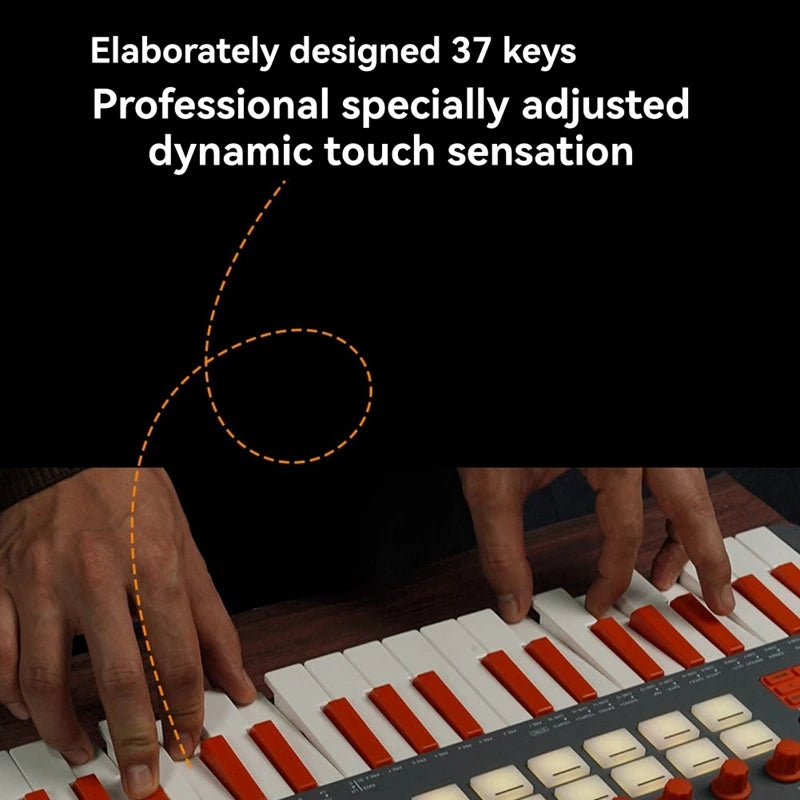 37-Key MIDI Controller with 16 RGB Pads 8 Knobs Built-in Synthesizer