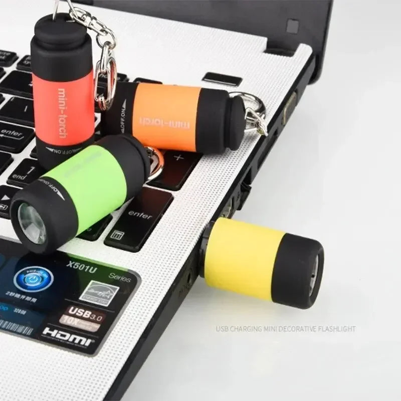 Led micro USB rechargeable keychain flashlight