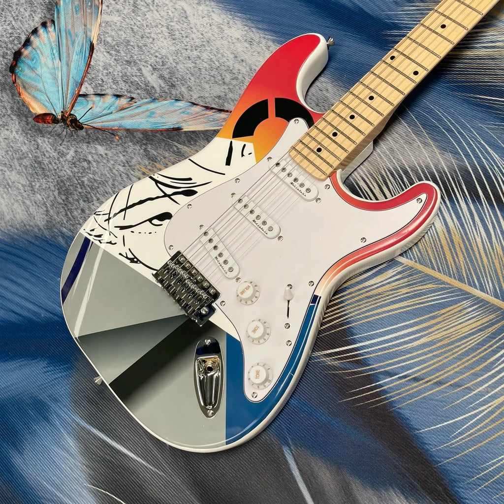 Classic 6-string electricguitar with SSS pickups,maple fingerboard, art graffitiguitars