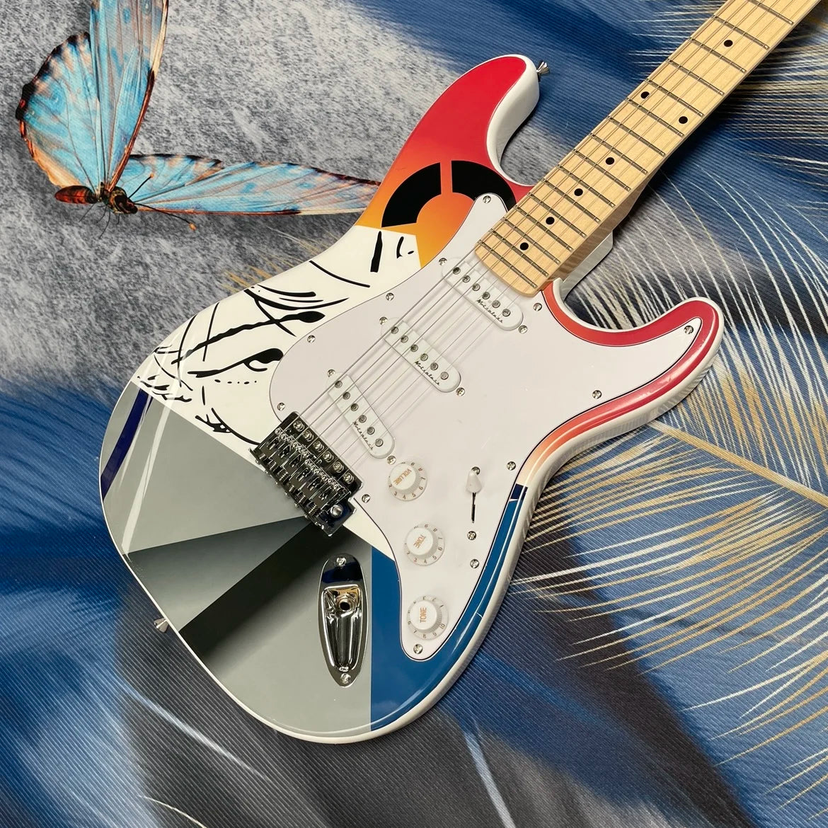 Classic 6-string electricguitar with SSS pickups,maple fingerboard, art graffitiguitars