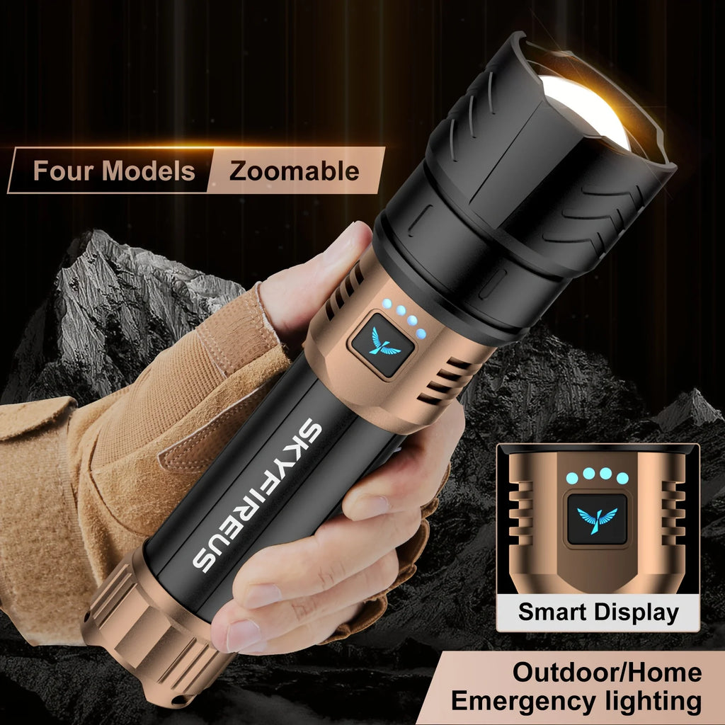 Led Flashlight High Lumens Super Bright Rechargeable Flashlight With Ignition Lens