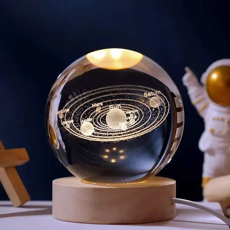 3D Crystal Lights Lamp RGB Glowing Planetary Galaxy