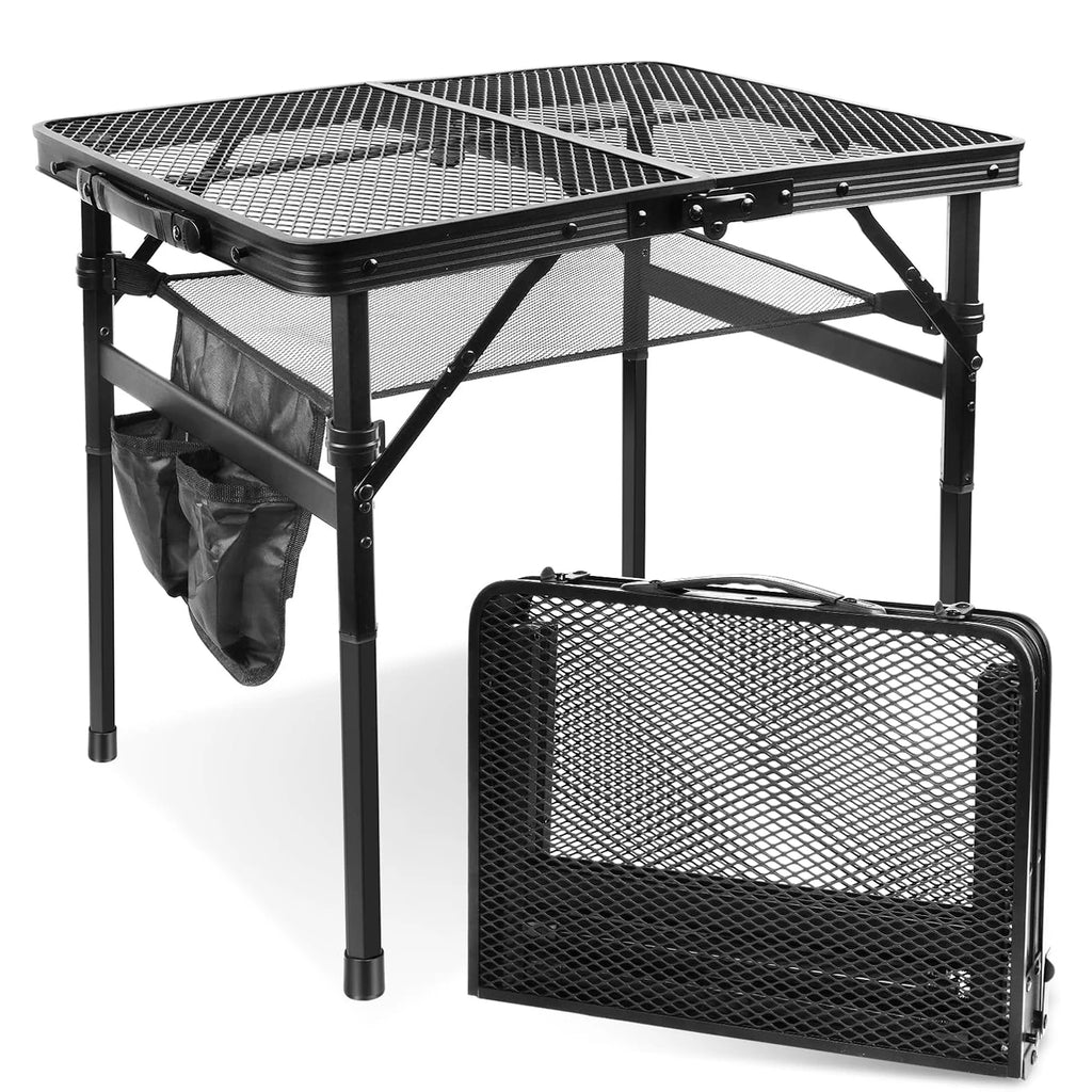 Camping Table with Mesh Desktop, Lightweight & Folding Grill Table,