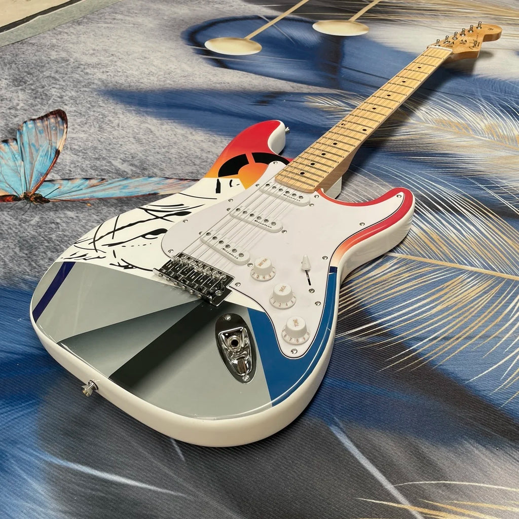 Classic 6-string electricguitar with SSS pickups,maple fingerboard, art graffitiguitars