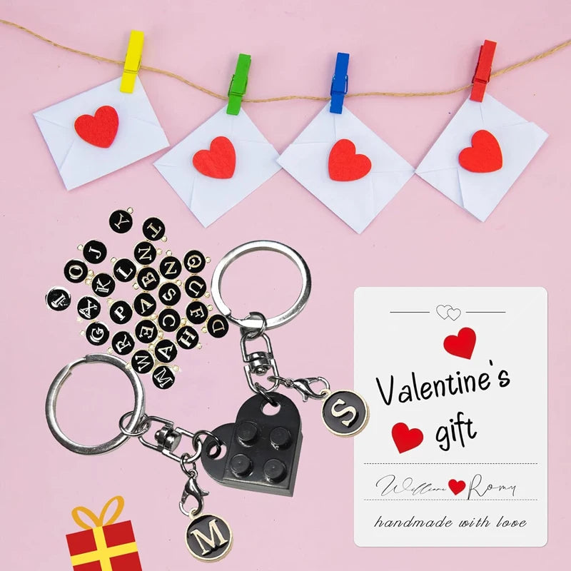 Personalized Brick Matching Heart Keychain