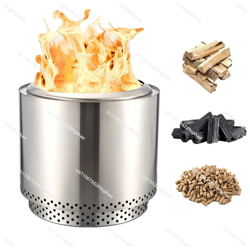 Large Outdoor Courtyard Camping\ Stainless Steel Smokeless Wood Stove