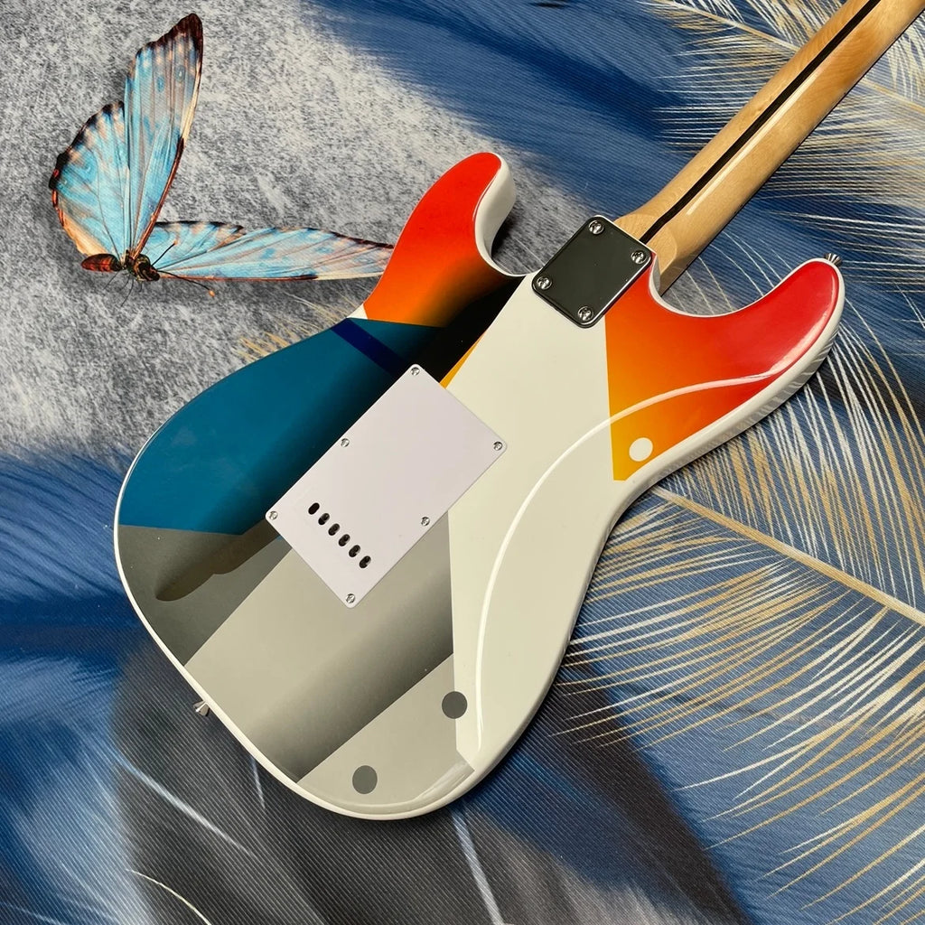 Classic 6-string electricguitar with SSS pickups,maple fingerboard, art graffitiguitars