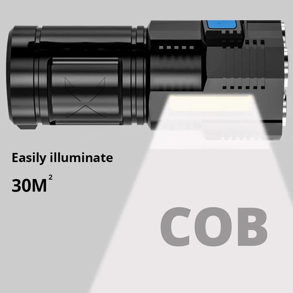 High Power LED Flashlight Torch With 4 Lamp Beams
