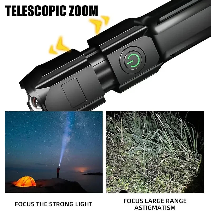 Powerful LED Flashlight Rechargeable USB
