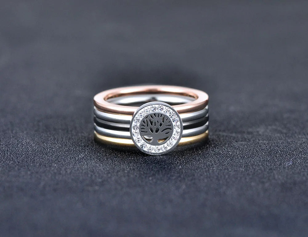 Colorful CZ Crystal Tree Rings