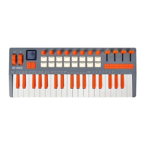 37-Key MIDI Controller with 16 RGB Pads 8 Knobs Built-in Synthesizer